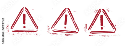 Warning Sign Triangle Grunge Stencil Paint Vector