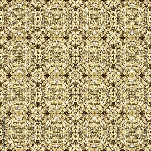 Intricate Gold Patterned Textile with Geometric Designs and Subtle Shimmering Details
