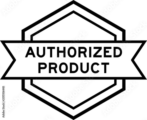 Bilde på lerret Vintage black color round label banner with word authorized product on white bac