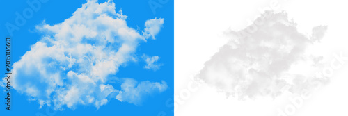 Foto Cloud on transparent background and blue sky with white fluffy clouds