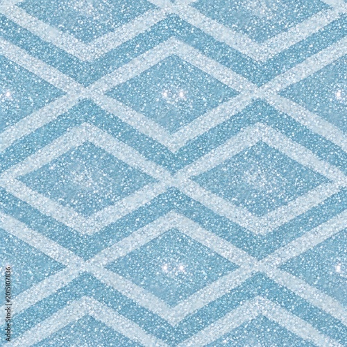 Shimmering Geometric Diamond Pattern with a Sparkling Blue Glitter Texture for Elegant Backgrounds and Festive Designs