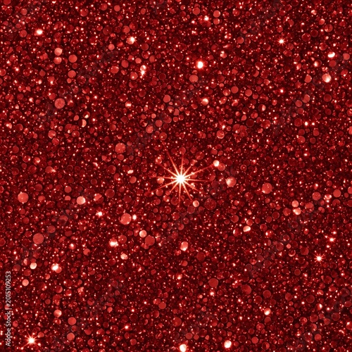 Sparkling Red Glitter Background with a Bright Starburst Effect