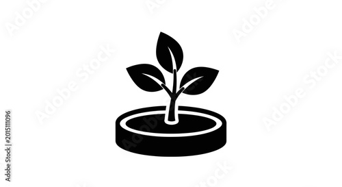 Bild auf Leinwand Sprout growing in a circular pot represents sustainable agricultural growth and environmental conservation efforts