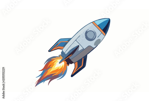 3D Style Rocket Icon Vector Illustration Representing Space Exploration Startup Growth Isolated on White Background