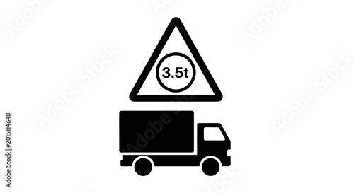 Obraz na płótnie Black Truck with 3.5 Ton Weight Limit Road Sign