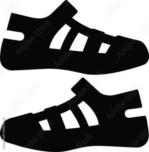 water shoes silhouette vector illustration on transparent background