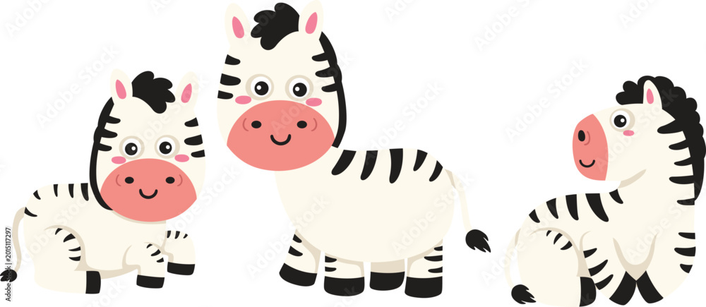 Fototapeta premium Cute Zebra Character Cartoon Illustration