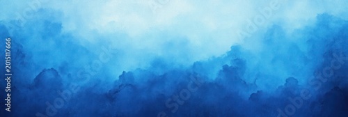 layered blue watercolor clouds and mist with soft gradient, peaceful and dreamy atmosphere