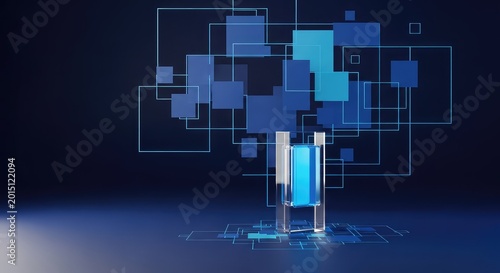 Abstract digital background featuring navy blue tones with geometric square patterns and thin intersecting lines for a modern tech feel, technical, pattern, visual