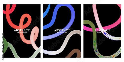 Colorful dynamic flowing lines creating an abstract modern background design set for banners, posters, and covers