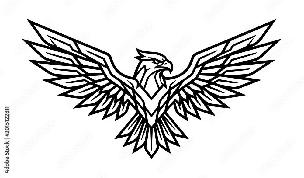 Fototapeta premium Minimalist Eagle Bird Logo Vector Icon with Geometric Wings for Corporate Branding