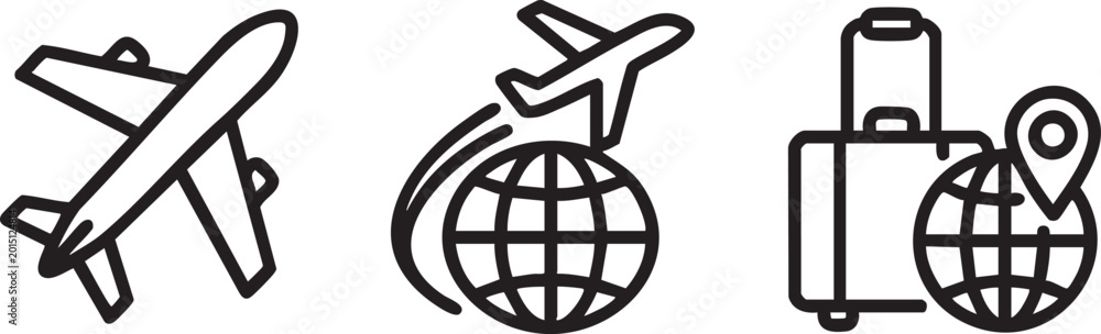 Fototapeta premium Air Travel Icons for Tourism and Transportation
