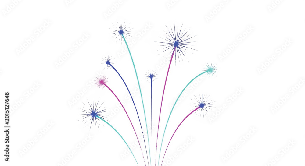 Fototapeta premium Vibrant fireworks exploding in the night sky with colorful sparks and trails of light.