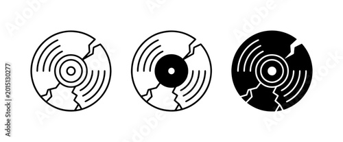 Vinyl Record Icons, Vintage Music Media, Retro Audio Disc Graphics, Set of 3