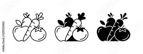 Photos Fresh Produce Icons, Healthy Food Vector Graphics, Organic Ingredients Set