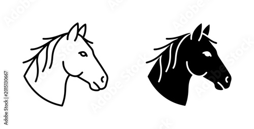 Bild auf Leinwand Horse Head Icons, Equine Silhouette Vector Art, Animal Profile Graphics for Eque