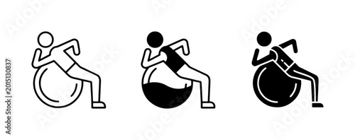 Obraz na płótnie Fitness Ball Exercise Icons, Stability Ball Workout Set, Core Training Vector Gr