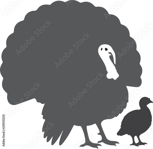 Принти на полотні Turkey poult in silhouette art.