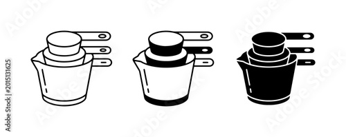 Foto Measuring Cup Set Icons, Kitchen Tools, Cooking Utensils, Baking Supplies, Vecto