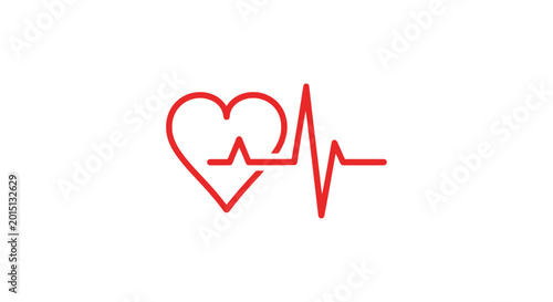 Red Heartbeat Line Medical Symbol Icon.