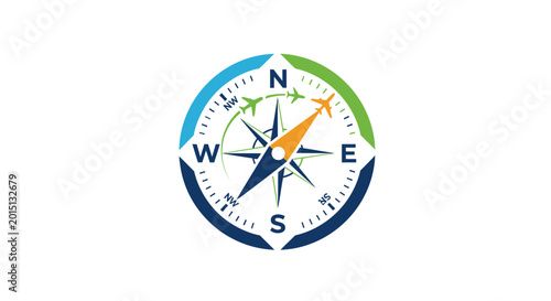 Foto Colorful Compass Navigation Tool Device.