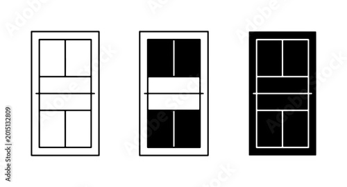 Pickleball Court Icons, Black and White Vector Set, Sport Game Court Graphics, Outdoor Recreation Court Design Elements