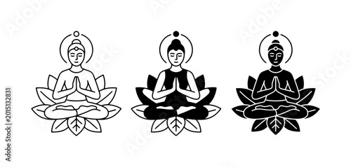 фотографія Buddha Meditation Icons, Zen Lotus Poses, Spiritual Enlightenment Symbols, Seren