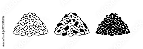 Pile of Crumbs Vector Icons, Scattered Debris and Food Scraps, Hand-Drawn Style, Black and White Graphics