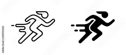 Running Speed Icons, Fast Motion Silhouette, Quick Action Vector Graphics