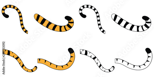 Foto Hand-drawn cartoon and doodle set of tiger tails on a white background