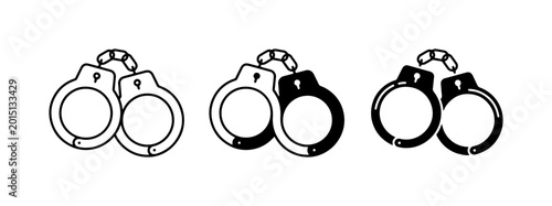 Obraz na plátne Handcuffs Icons, Restraint Symbols, Law Enforcement Vector Graphics, Crime Contr