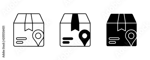 Tableau sur toile Delivery Box Icons, Package Tracking Location Pin, Shipping Logistics Symbols