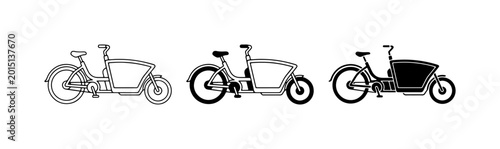 Bild auf Leinwand Cargo Bike Collection, Three Styles, Vector Icons for Urban Transport and Delive