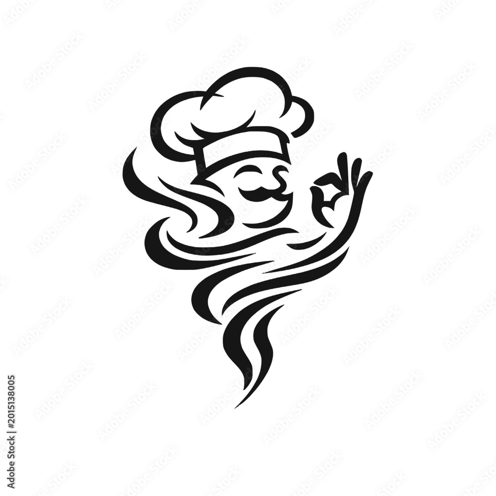 Naklejka premium vector illustration of a best cook with resturant