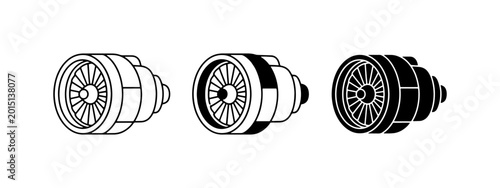 Photos Jet Engine Icons, Aviation Turbine Symbols, Aircraft Propulsion Vector Graphics