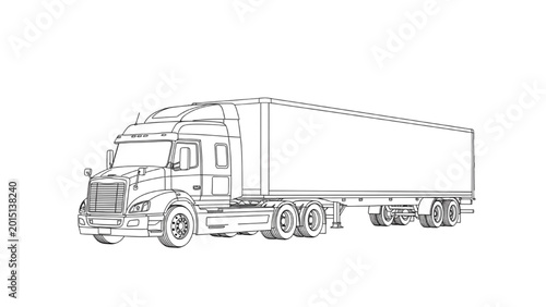 A 2D CAD drawing of a large truck on the road