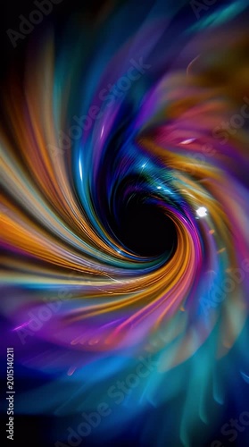 Vibrant swirling vortex of colorful light and energy creating a mesmerizing abstract background perfect for technology innovation or futuristic design projects