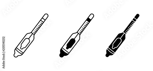 Foto Hydrometer Icons, Density Meter Symbols, Laboratory Equipment Vector Graphics