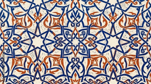 Quadro su tela Arabesque interlace repeat Arabic arabesque interlace pattern vivid bold line on