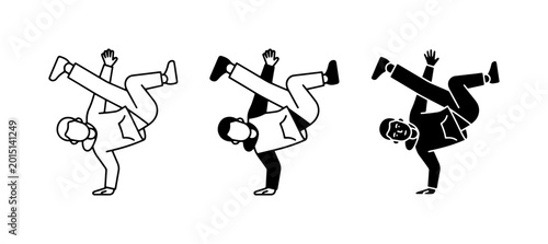 Obraz na plátně Breakdance Moves, B-boy Poses, Dynamic Dance Figures, Vector Set