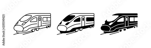 Photos High-Speed Train Icons, Modern Locomotive Vector Set, Bullet Train Graphics