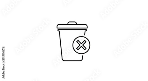 Delete Icon with Trash Can and Cross Mark, Digital Symbol for Removal or Error