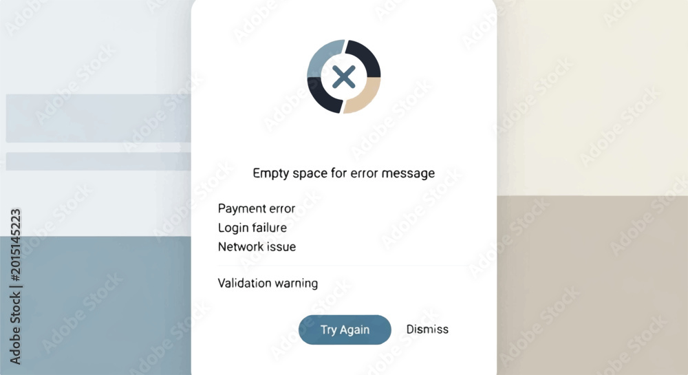 Fototapeta premium Error message popup appears on screen with Try Again button