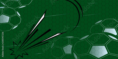 Dynamic Soccer Field Background with Football Ball Pattern on Green Sport Texture