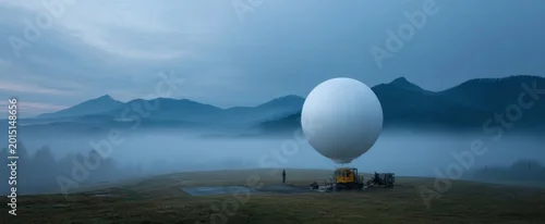 Panel kuchenny z motywem Researchers getting a weather balloon ready for atmospheric study lift-off