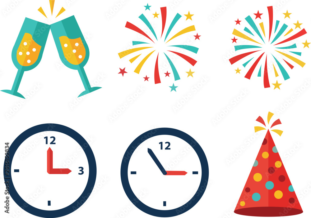 Obraz premium Flat Celebration Icon Set