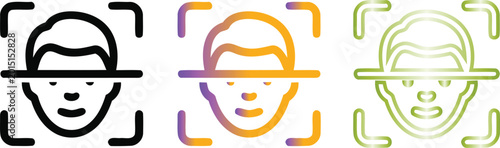Construction worker vector icons safety helmet face and outline designs