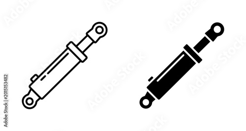 Hydraulic Cylinder Icons, Linear Actuator Vector Graphics, Mechanical Engineering Components, Industrial Equipment Symbols