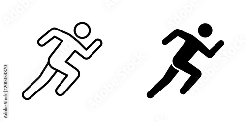 Running Man Icon Set, Silhouette Runner, Speed Symbol, Athlete Motion Graphic