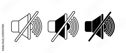 Foto Mute Speaker Icons, Silent Sound Symbols, Audio Off Controls, Vector Graphics